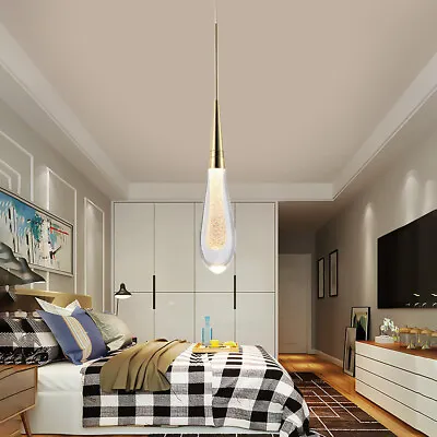 Crystal Glass Chandelier Light Modern LED Pendant Lamp Rain Drop Hanging Fixture • $13.32