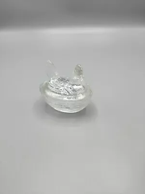 Vintage Mini Clear Glass Hen On Nest Mini Chicken • $24.87