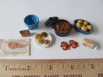 Artisan Lot Food Stew Potatoes Crabs Fish Bread Wright Guide Dollhouse Miniature • $19.50