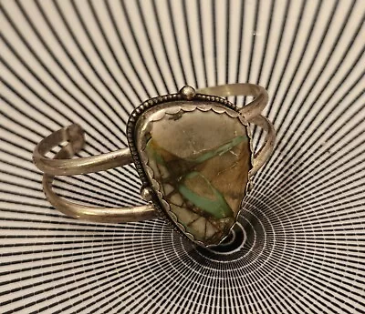 Vintage STERLING NAVAJO Ribbon Boulder TURQUOISE Cuff Bracelet-37.5 Grams • $99.99