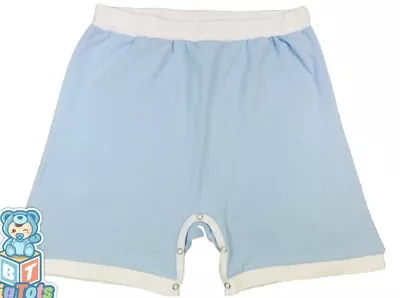 Adult Snap Crotch Shorts Baby Blue W/white Trim  Pocket • $23.99