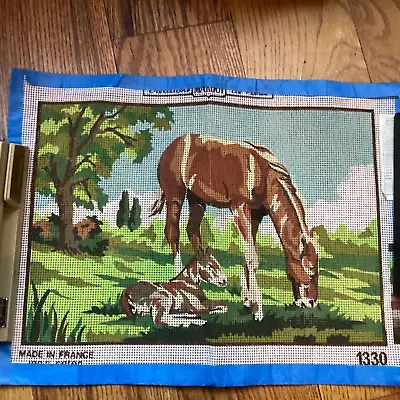 Margot  #1330 Needlepoint Canvas   Horse & Baby    13.  X 9  + 197 Yd. Yarn • $45
