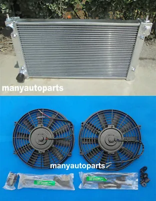 2 Core Aluminum Radiator & 2x Fans For VW GOLF MK1 MK2 GTI/SCIROCCO 1.6 1.8 8V • $176