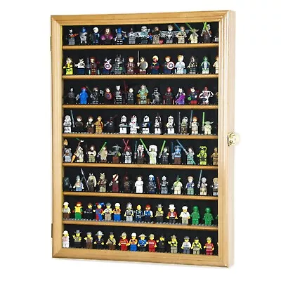 Minifigures Display Case 110 Pcs LEGO Toy Miniature Wood Oak Wall Rack Cabinet • $153.47