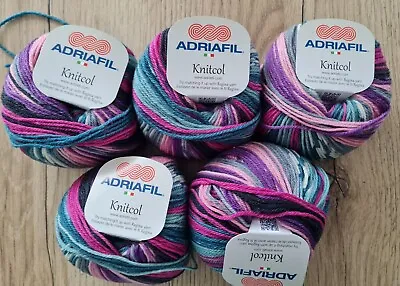2 X Adriafil Knitcol DK Yarn/Wool 50g - Washable (Chagall Fancy 071) • £10