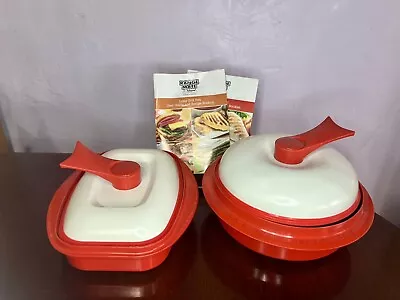 RangeMate Red Grill For Microwave Oven Silicone Steam Plate & Muffin Pan Lot 2 • $34.99