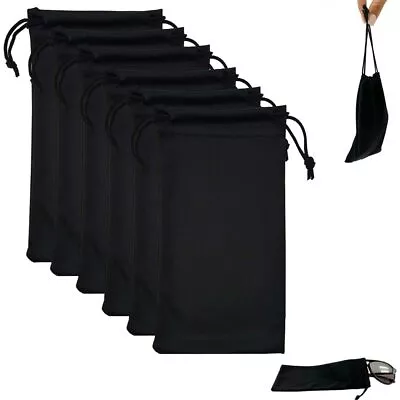 6 Black Microfiber Pouch Bag Case Sunglasses Eyeglasses Glasses Soft Cleaning • $11.99