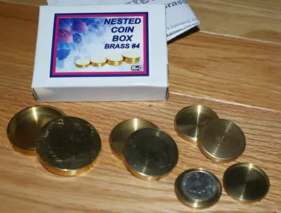 Nesting Coin Boxes BRASS -- Marked Coin Vanishes Reappears In Four Boxes   TMGS • $23.95