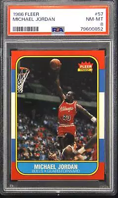 1986 Fleer Michael Jordan #57 Rookie RC PSA 8 • $5200