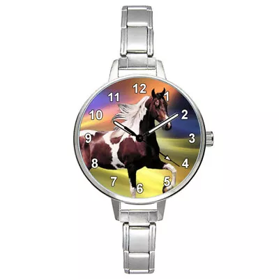 Paint Pony Horse Stainless Steel Italian Charm Bracelet Unisex Wrist Watch BM439 • £14.99