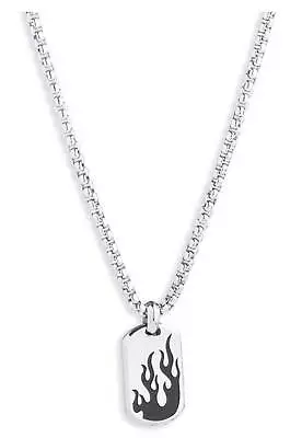 Harley-Davidson Men's 22 In. Flames Dog Tag Pendant Necklace Stainless Steel • $89.95