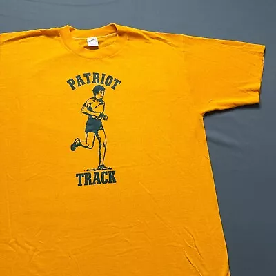 Vintage Track Shirt Mens XL Yellow Patriot School Gym Runner Retro 70's Tee • $19.99