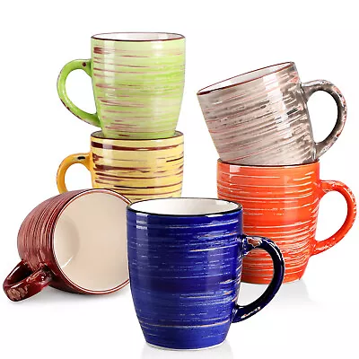 Vancasso ALBERO 6 Piece Mugs Multicolour Stoneware 13oz Coffee Cup Tea Milk Cups • £17.99