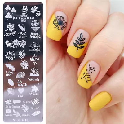 DIY Nail Stamping Plates Flower Leaves Line Stamp Template Plate Nails Stickers • £1.81