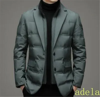 XMAS Winter Mens Duck Down Jacket Warm Formal Suit Work Ultra Light Outwear Coat • $124.78