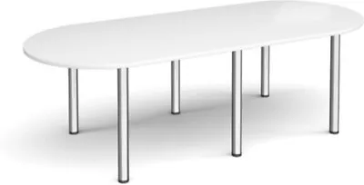 Radial End Meeting Table 2400mm X 1000mm With 6 Chrome Radial Legs - White • £350.20