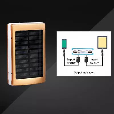 $14.95 • Buy Portable Solar Power Bank 2 USB Backup Phone Charger Bank External Battery Bank