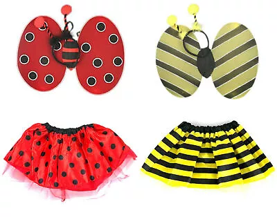 .bumble Bee Or Ladybird Fancy Dress Costume Tutu Wings Head Bopper Set Uk Seller • £7.50