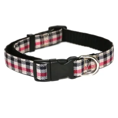 Dog Collar Scotland Tartan Wag 'n' Walk White Red New Small 10 - 14  Rosewood  • £26.65