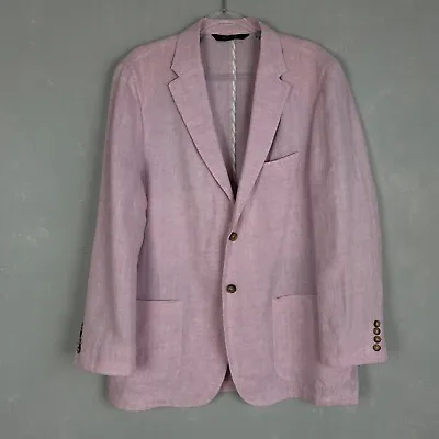 Robert Talbott Men's Size XL Marin Sport Coat Blazer Pink 100% Linen Two Button • $150