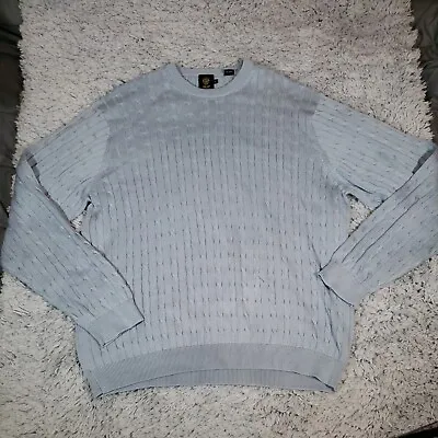 TRUMP GOLF Men's Cable Knit Sweater Crew Neck Long Sleeve Blue Cotton XL • $15