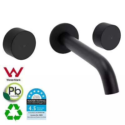 Bathroom Black Bath Spout Wall Water Spout Basin Mixer Dial Hot Cold Taps Set • $199.90