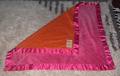 My Blankee Hot Pink Orange Minky Baby Blanket Dotted Trim Textured Raspberry • $35