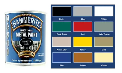 Hammerite Smooth Metal Paint 250ml Assorted Colours • £10.99