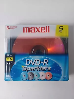Maxell DVD-R Sparkler 5-pack Blank Media - New Sealed Free Ship • $9.89