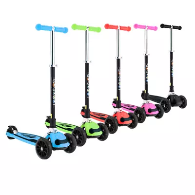 Go-Scoot Kids Foldable Flashing Led Lights 3 Wheels Push Scooter Kickboard T Bar • $75