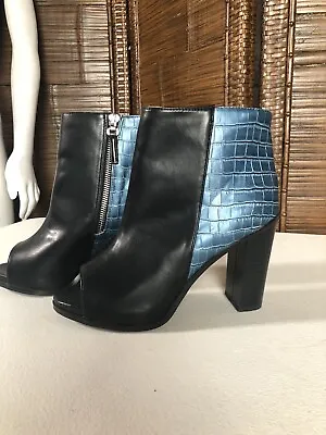 Leila Stone Boots Blue Alligator 8 Vintage Pirate Hobo Hippie Grunge Y2k 90s • $55