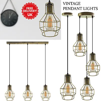 Ceiling Light Shade Geometric Pendant Lampshade Lamp Industrial Cage Vintage LED • £15.80