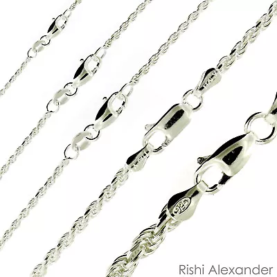 Sterling Silver Diamond Cut Rope Chain Mens Bracelet Or Necklace Rhodium Finish • $309.99