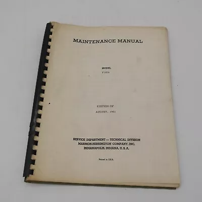 Marmon Herrington Maintenance Manual Model F1854 August 1961 • $22.49