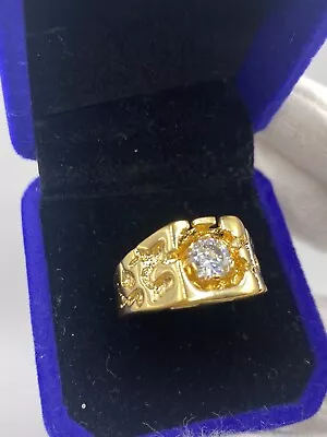 14K HGE Gold Nugget Man's Pinkie Ring CZ Scarface Ring 10 Luxury Style • $26