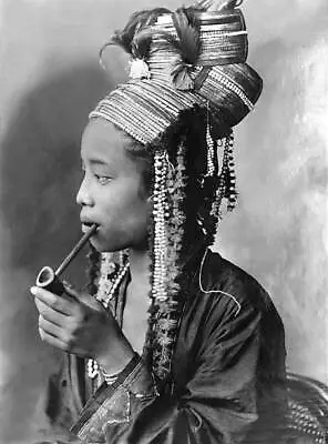 Siam Miao Ethnic Group Girl Wearing Traditional Clothes And Headgear 1910 PHOTO • $5.79