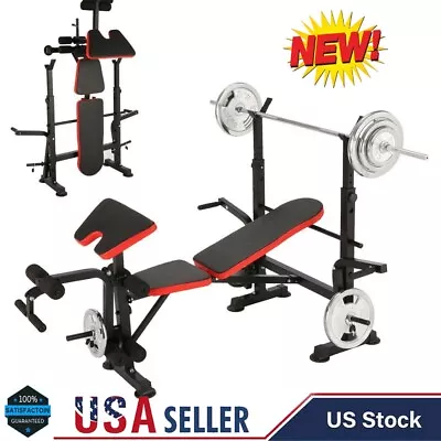 5 In 1 Adjustable Olympic Weight Bench Set With Leg Developer Preacher Home/Gym✔ • $99.99