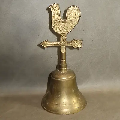 Brass Rooster Chicken Farm Weathervine Bell Vintage 6.5  Tall • $9.12