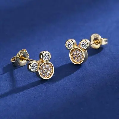 Tiny Gold Disney Mickey Mouse Pave Cubic Zirconia Stud Earrings  • $8.99