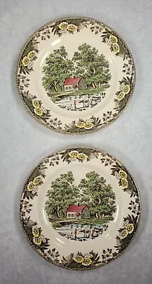 Vintage Lot Of 2 Fair Oaks By Royal China 10  Dinner Plates USA • $29.50