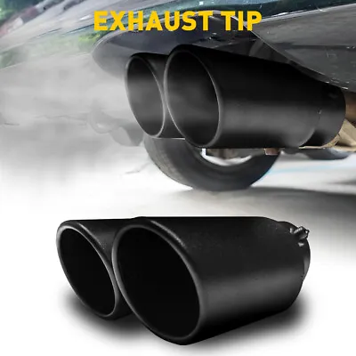 $19.99 • Buy Black Dual Outlet Exhaust Tip Tail Muffler Tip For 1.4 -2.5  Stainless Steel Kit