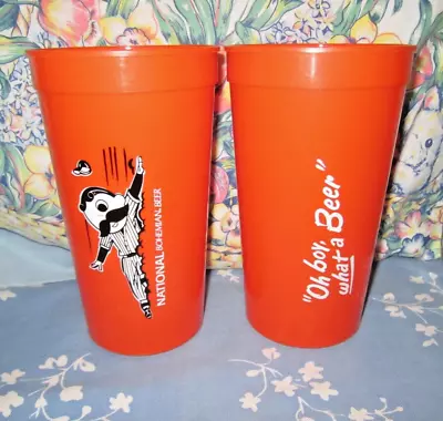 Set Of Two 32oz National Bohemian Beer Baseball Plastic Drinking Cups Mr Boh • $9.95