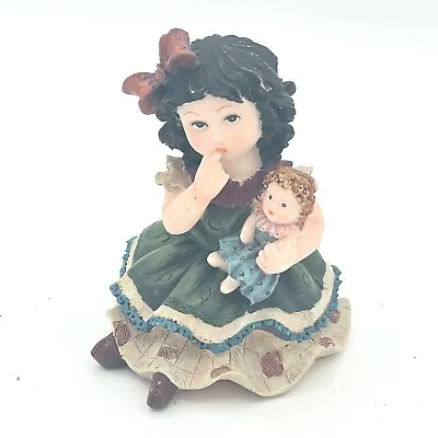 K's Collection 4  Resin Figurine Child Little Girl W/ Doll Black Hair W/ Bow • $5.49