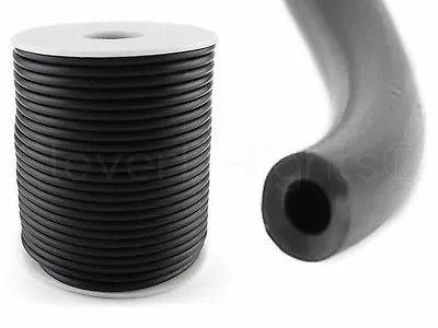 Black Hollow Rubber Cord - Pick Size - 2mm 3mm 4mm 5mm 6mm - 10 20 50 Yard Tube • $9.99