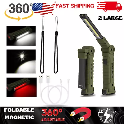 Rechargeable LED COB Work Light Mechanic Flashlight Lamp Magnetic Base Bright • $15.99