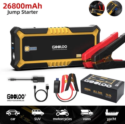 $165.99 • Buy 4000A Car Jump Starter 26800mAh Portable Power Bank Egine Charger Booster Boxer