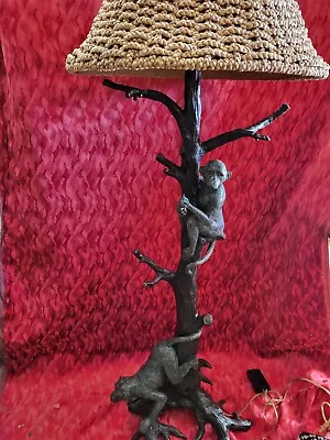 MONUMENTAL Custom Maitland-Smith Bronze Monkeys In Tree Floor Lamp Tropical • $1995