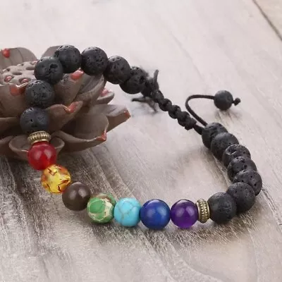 Bracelet Chakra Healing Beads Lava Natural Reiki Stone 8mm Gemstone Meditation85 • $0.71