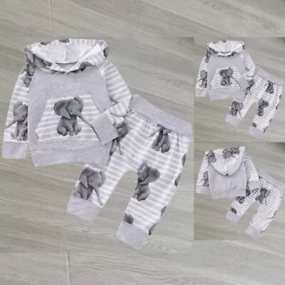 Newborn Baby Boy Hooded Tops Pants Tracksuit Trousers Clothes Outfits Sets 0-18M • $16.37