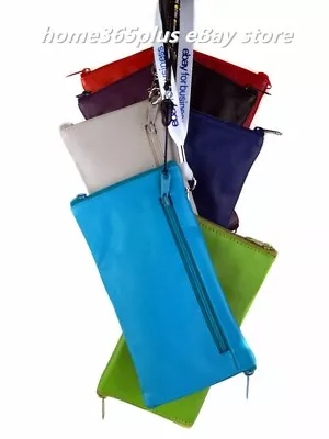 $33.95 • Buy Soft Genuine Leather Double Sided Glasses Spectacle Case Three Zipped Pouch New